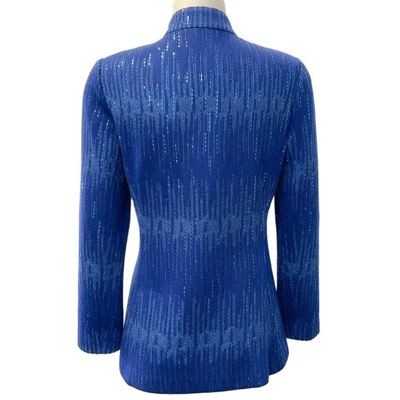 St. John Blue Shimmer Metallic Knit Jacket - Picture 2 of 4